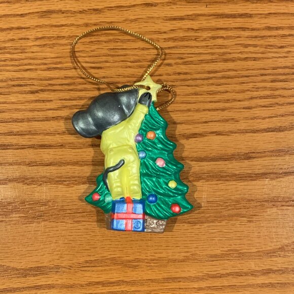 VINTAGE HANDMADE CERAMIC CHRISTMAS ORNAMENT, MOUSE IN A CHRISTMAS TREE - Picture 2 of 4